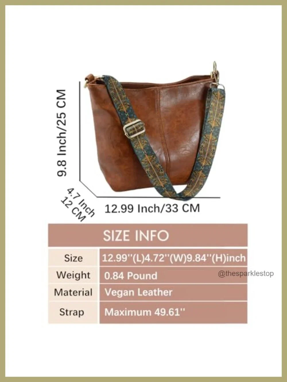 Vegan Leather Hobo Crossbody Bag with Zipper